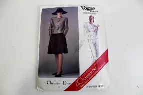 1980s Vogue Paris Original Sewing Pattern 1919 Christian Dior, Skirt Suit Pattern, Complete Uncut, Bust 32.5 in.