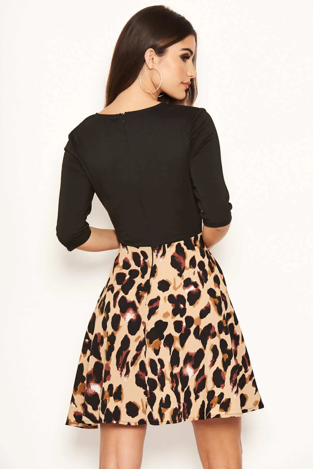 2 In 1 Black Animal Print Dress