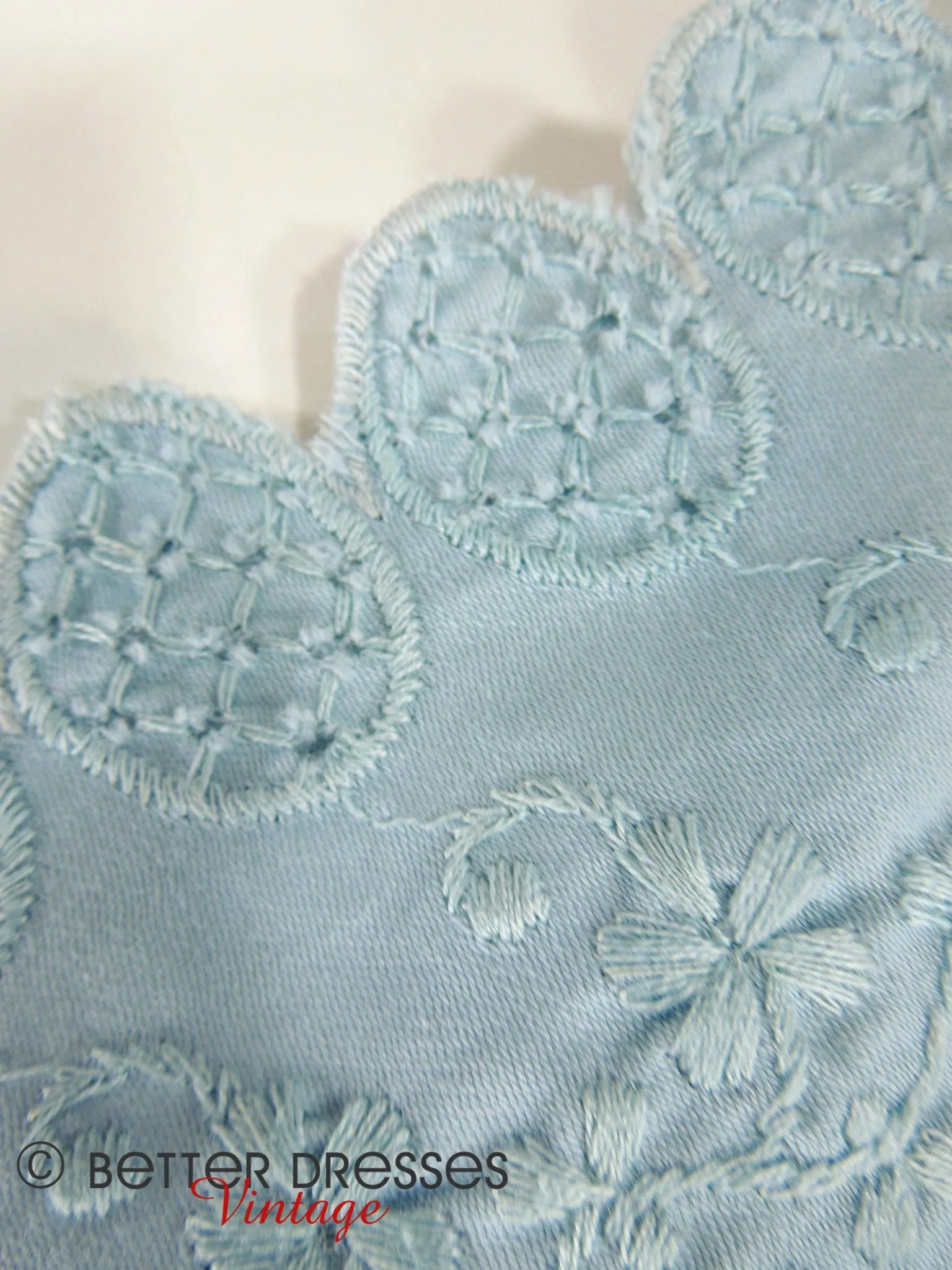 50s Light Blue Embroidered Dress - sm, med