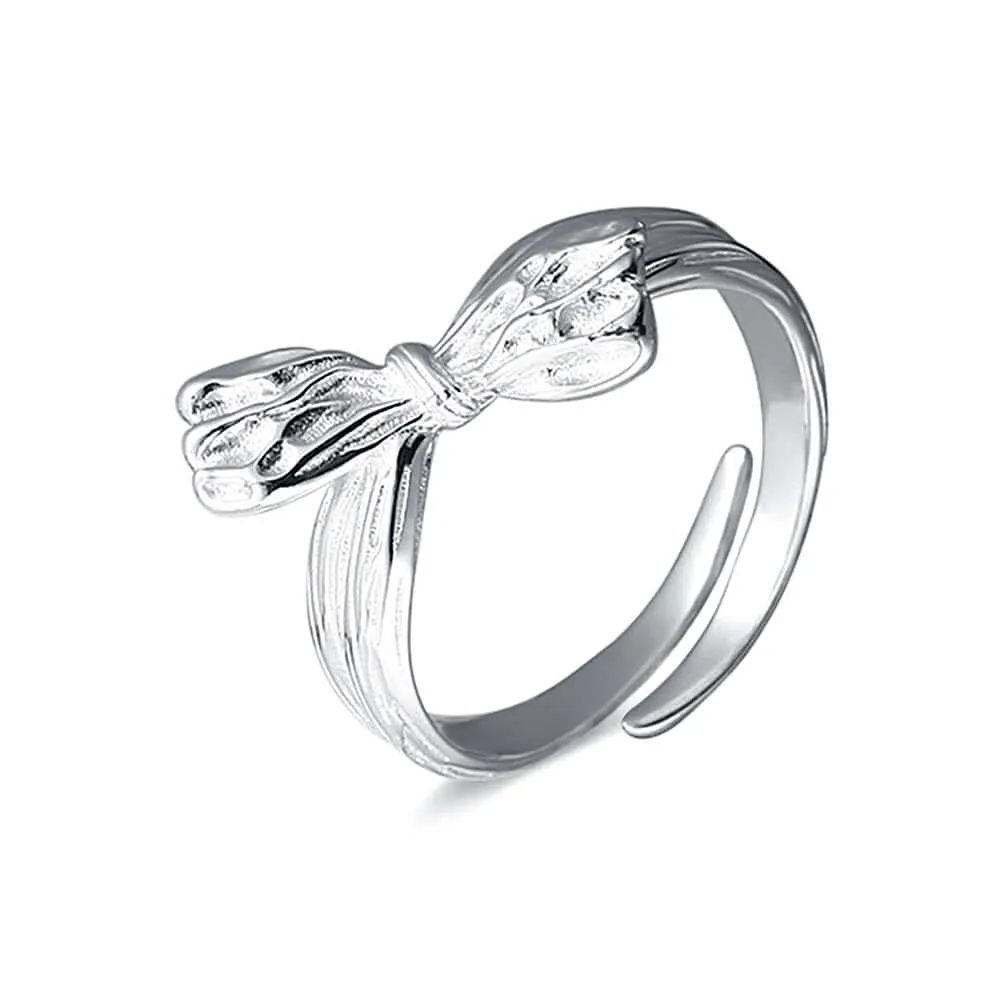 925 Sterling Silver Pleated Ribbon Plain Ring