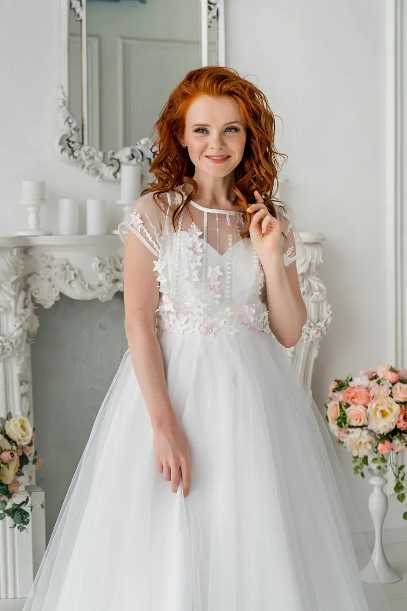 A-line Elegant Wedding Dresses, Two Pieces Appliques Wedding Dresses, 2020 Wedding Dresses