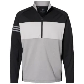 adidas Men's Black/Grey Three/Grey Three Heather 3-Stripes Competition Quarter-Zip Pullover