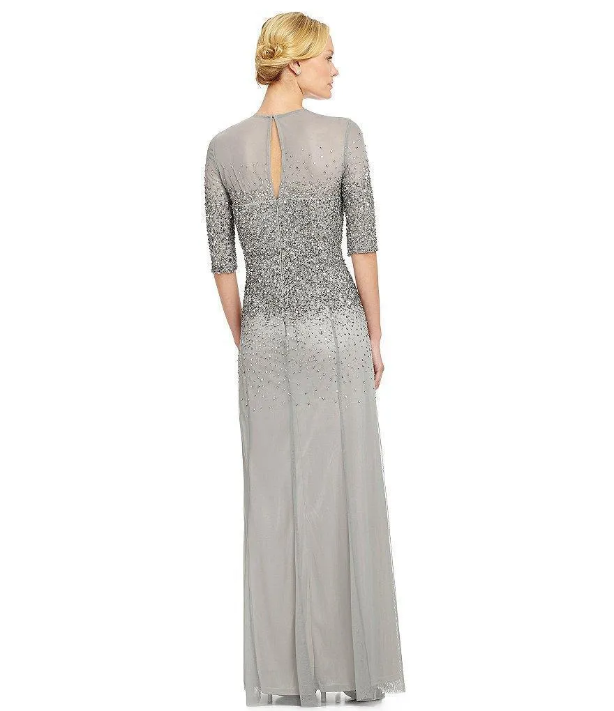 Adrianna Papell 91863330 Sequin Embellished Gown - 1 pc Mist In Size 12 Available