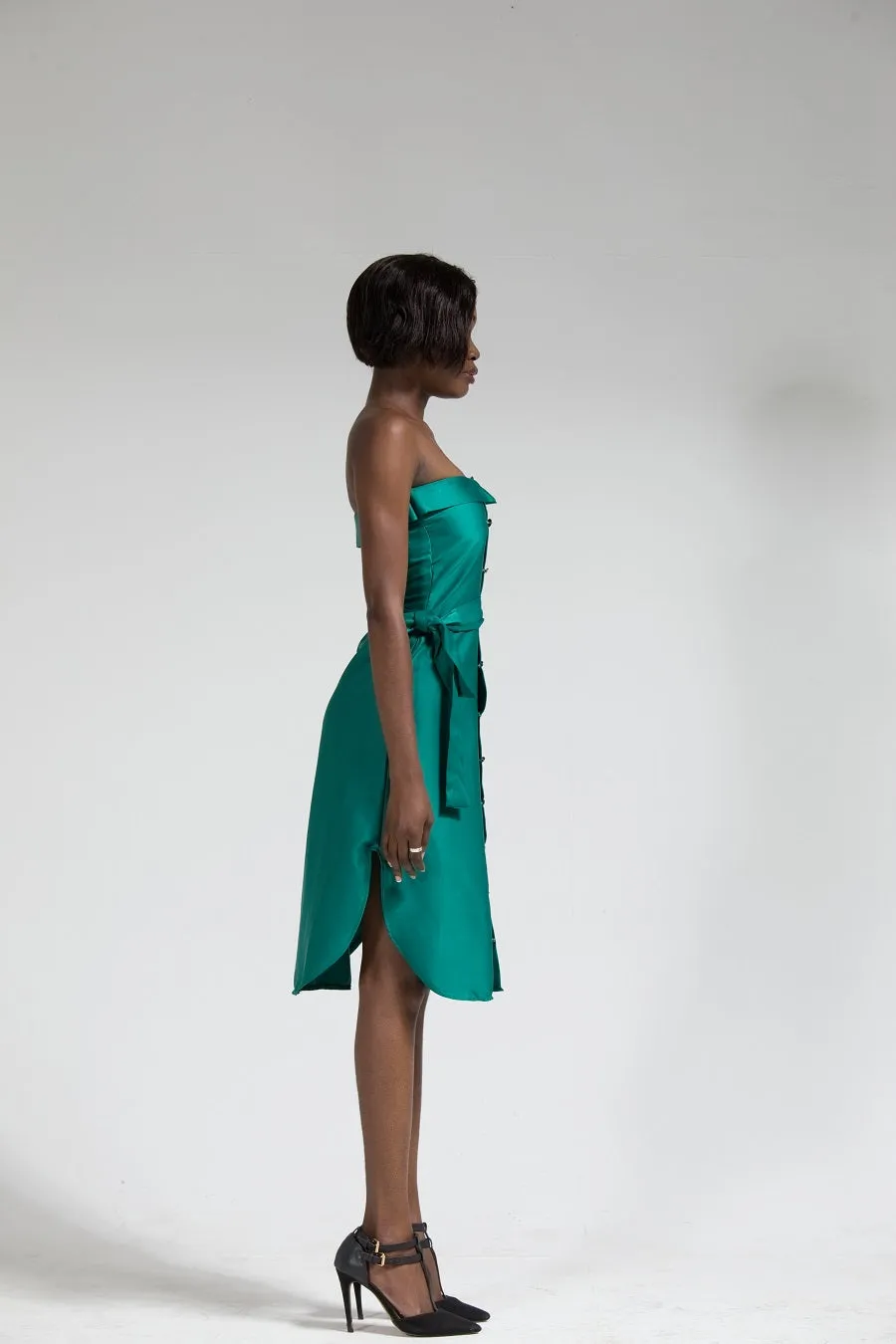 Aku Green Off Shoulder Midi Dress