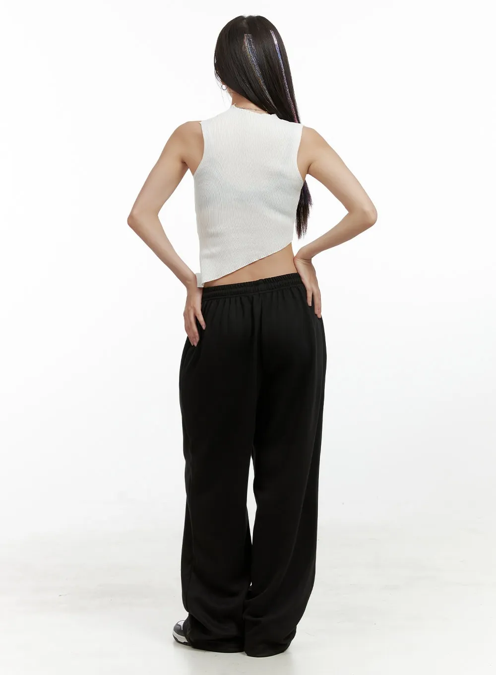 Asymmetrical Mock Neck Sleeveless Crop Top OL408