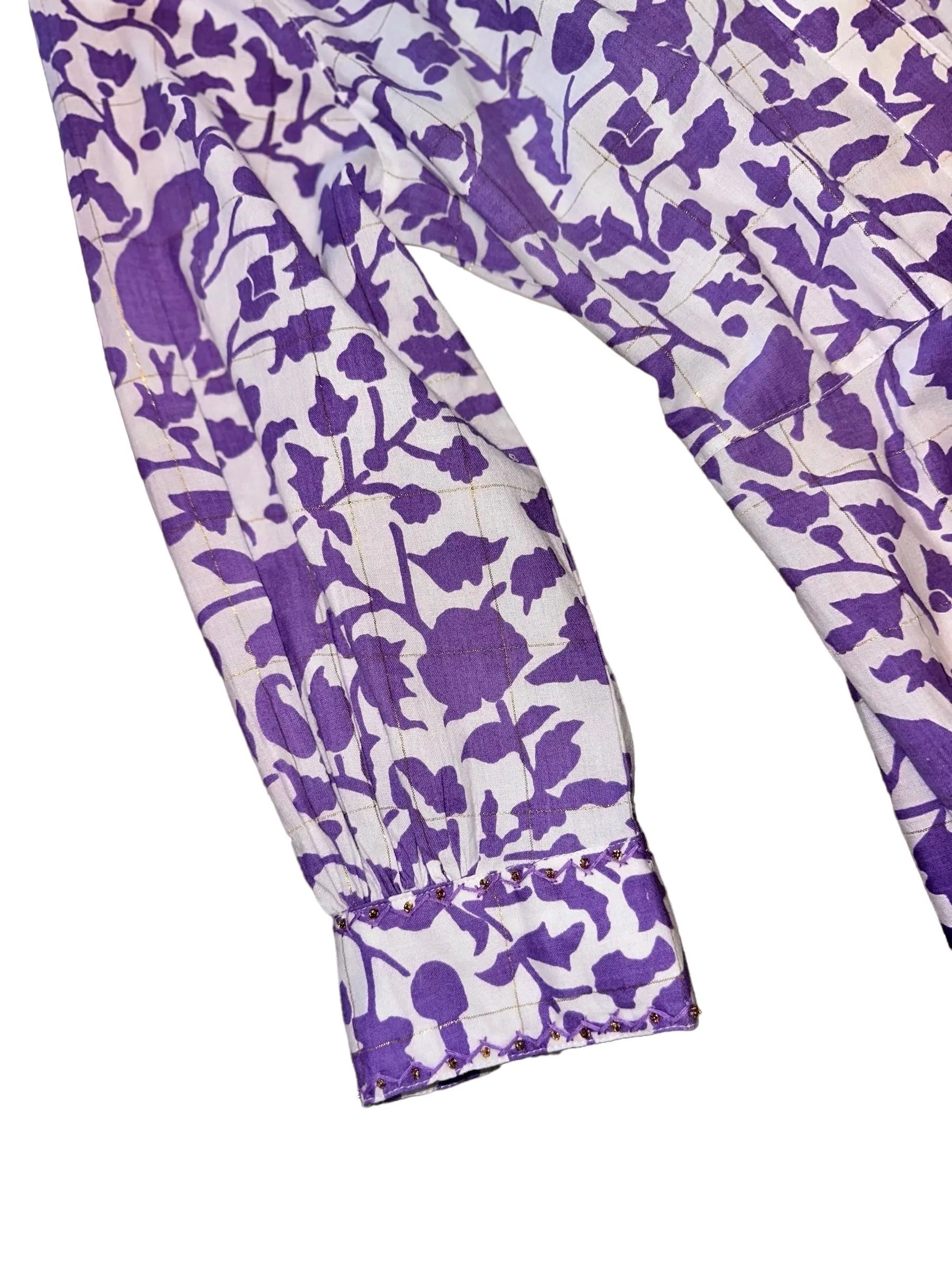 Azurite Dress in Purple Leaf Print by Nimo