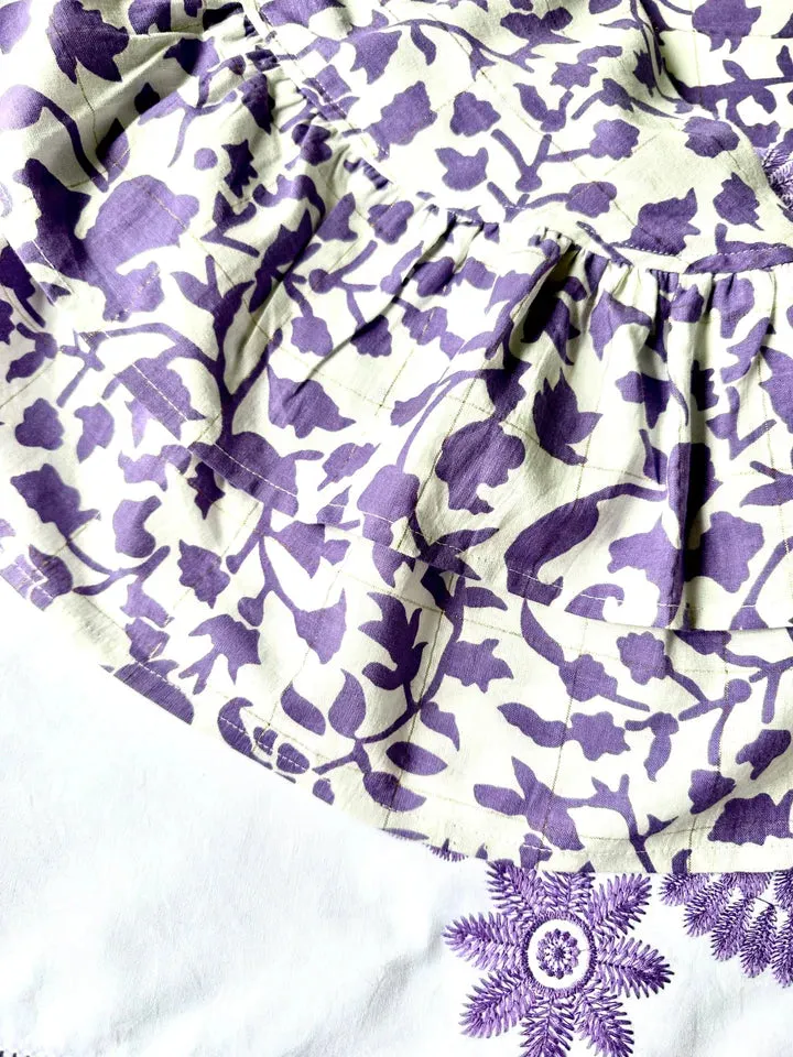 Azurite Dress in Purple Leaf Print by Nimo