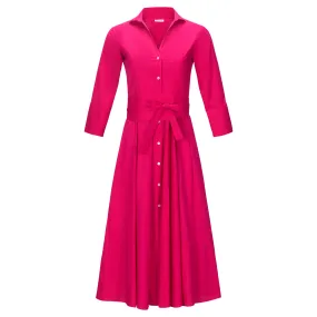 Belted Shirt Dress - Fuchsia