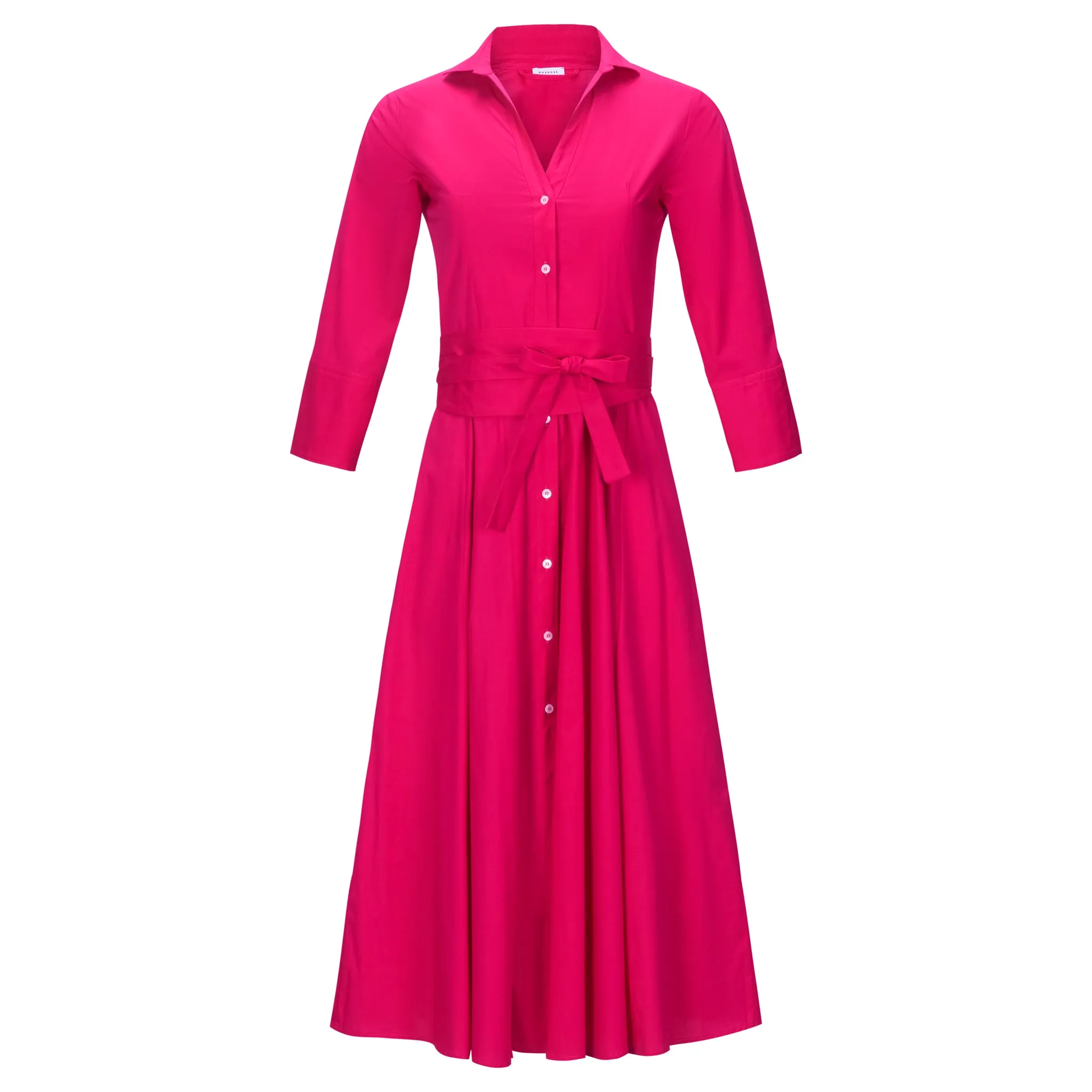 Belted Shirt Dress - Fuchsia