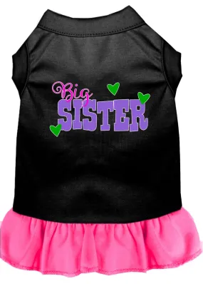 Big Sister Screen Print Dog Dress Black With Bright Pink Xs