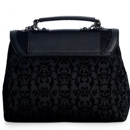 Black Retro Rose Embossed Scalloped Bow Handbag With Chain Shoulder Strap