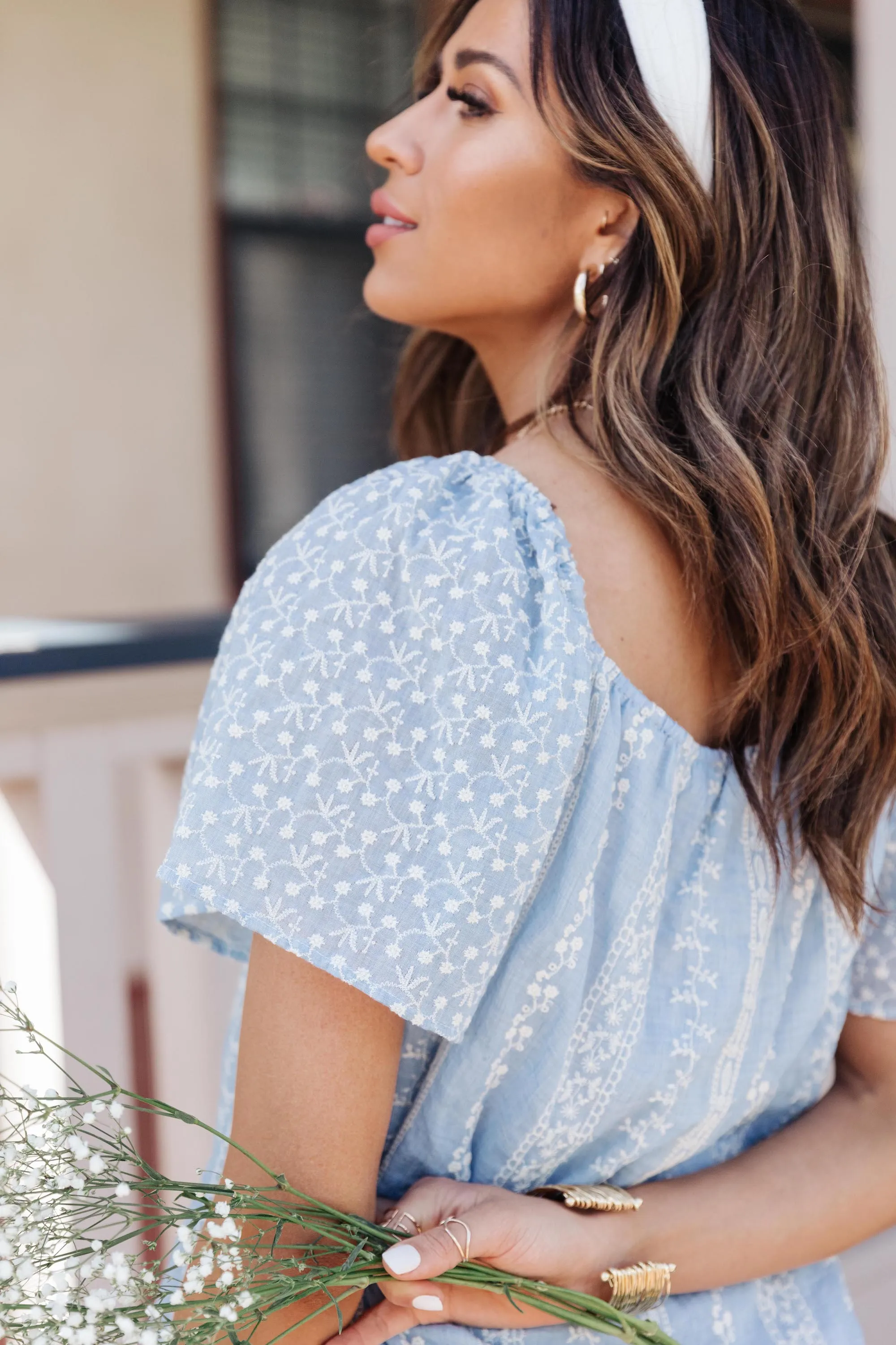 Brittany Blue Embroidered Dress