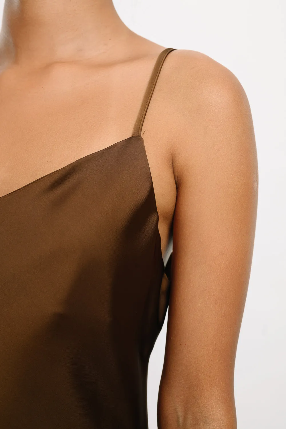 Brown Satin Slip Dress