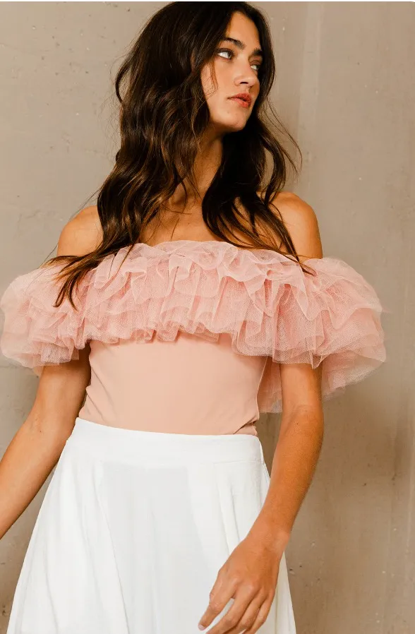 BucketList Tulle Off Shoulder Bodysuit