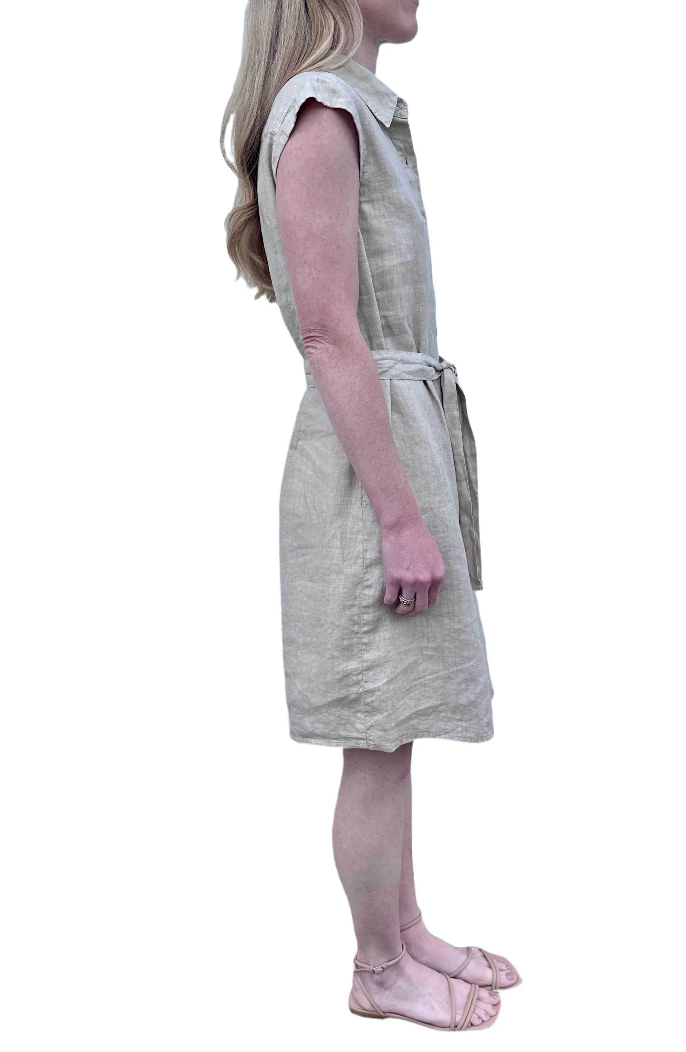 Cap Sleeve Linen Dress in beach by Haris Cotton