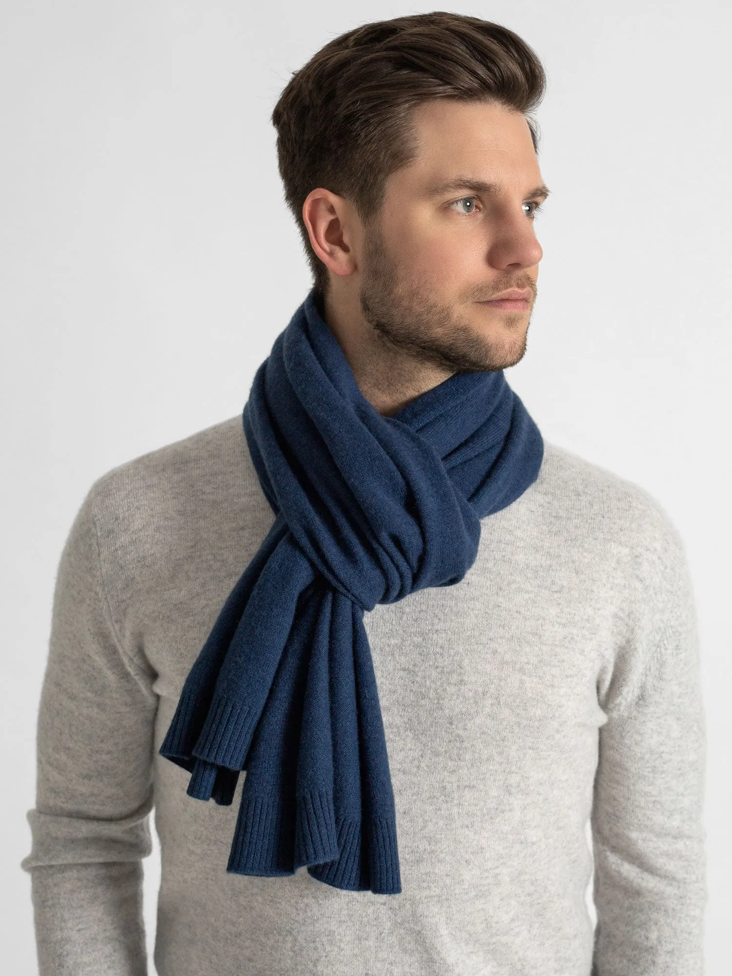 Cashmere scarf "Urban" - mountain blue