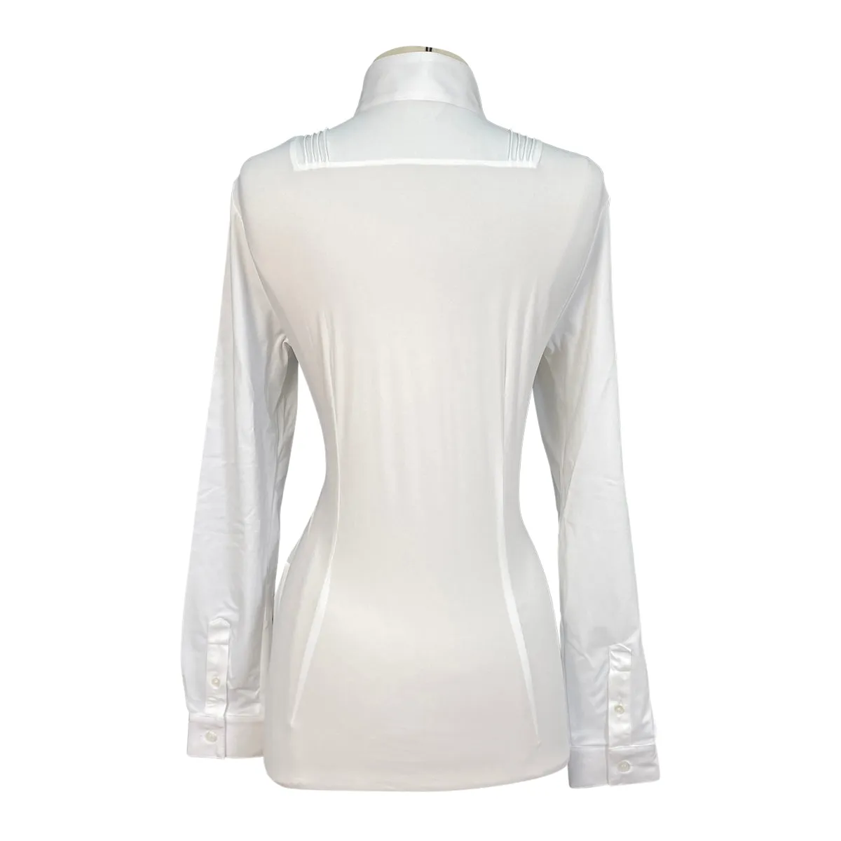 Cavalleria Toscana L/S Hunter Show Shirt w/Pleated Bib in White - Women's Large