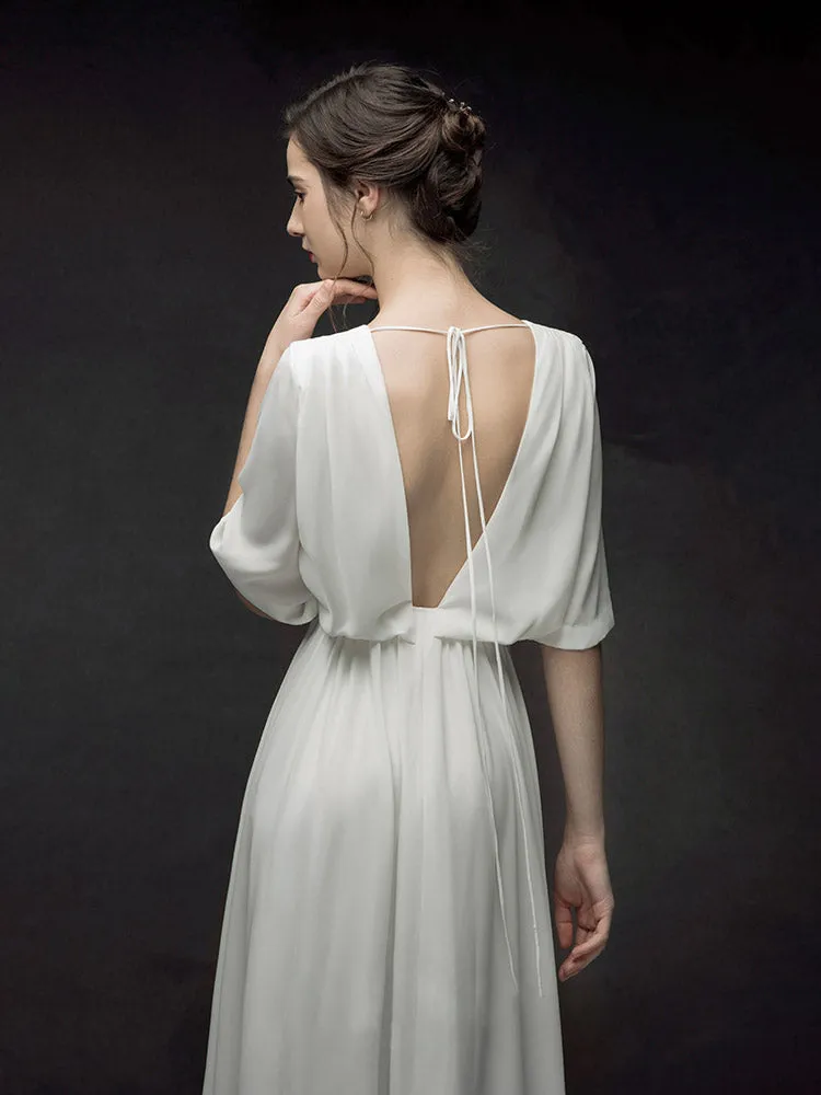 Chiffon Backless Wedding Dresses Cheap Beach Wedding Dresses ER1053