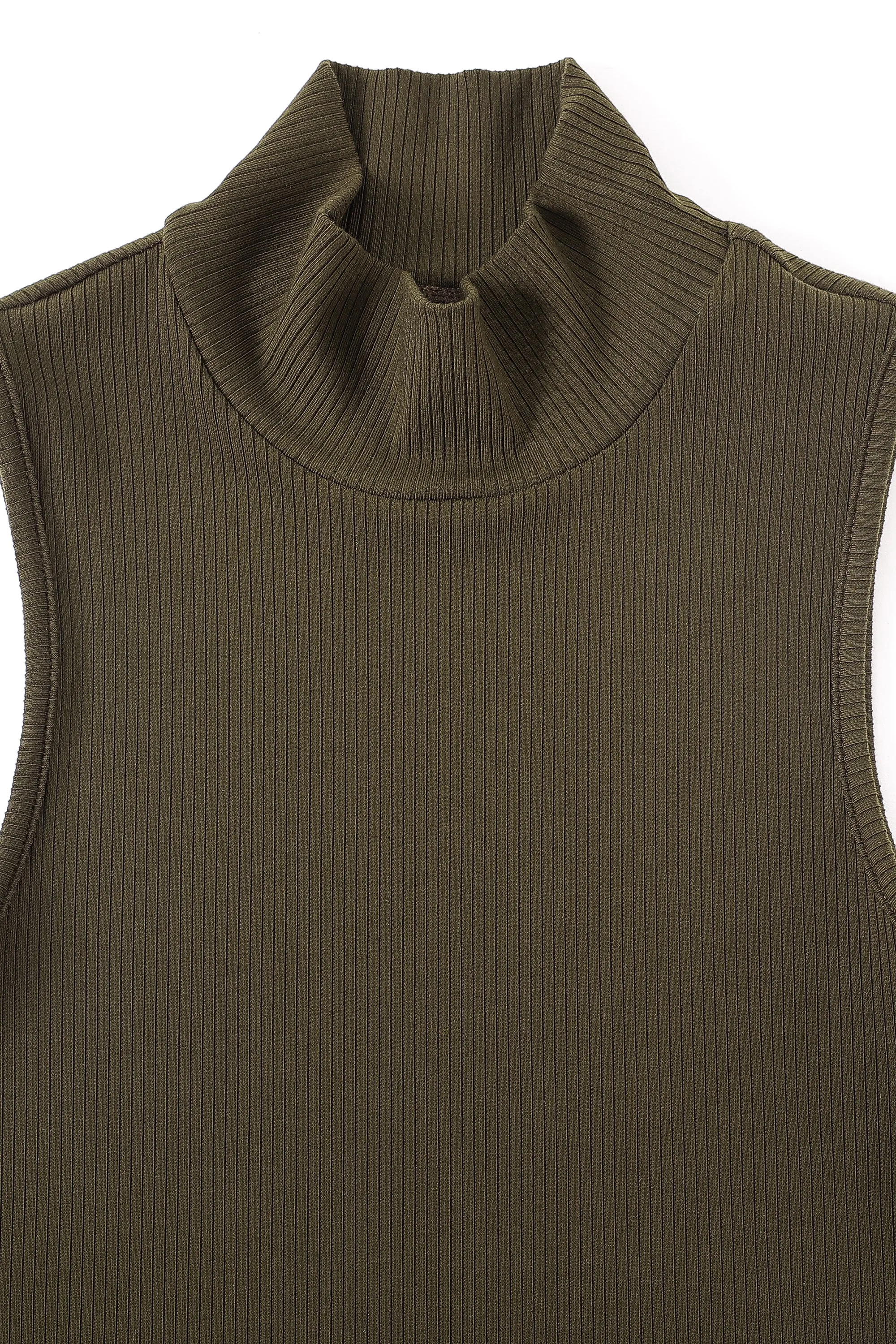 Coffee Rib Mock Neck Top