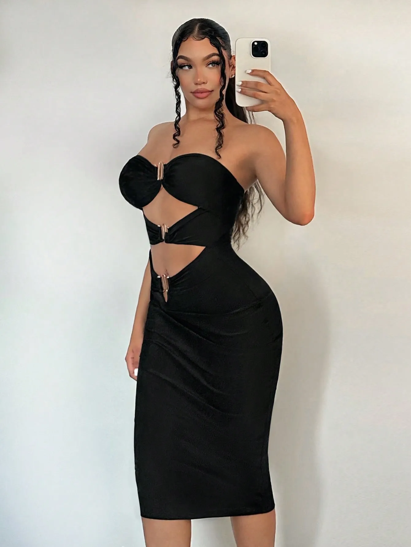 Cut Out Strapless Bodycon Dress