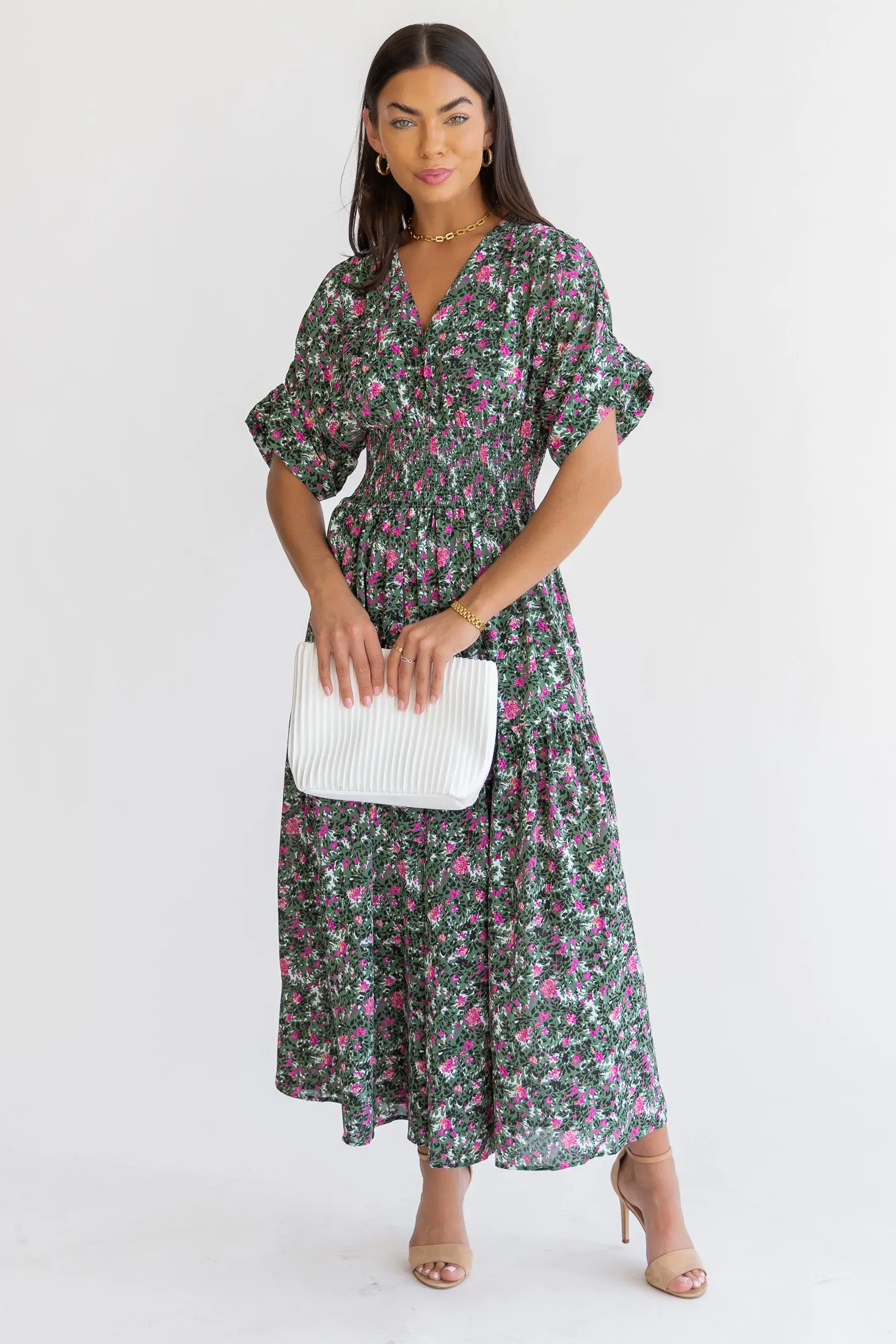 Daria Green Floral Maxi Dress