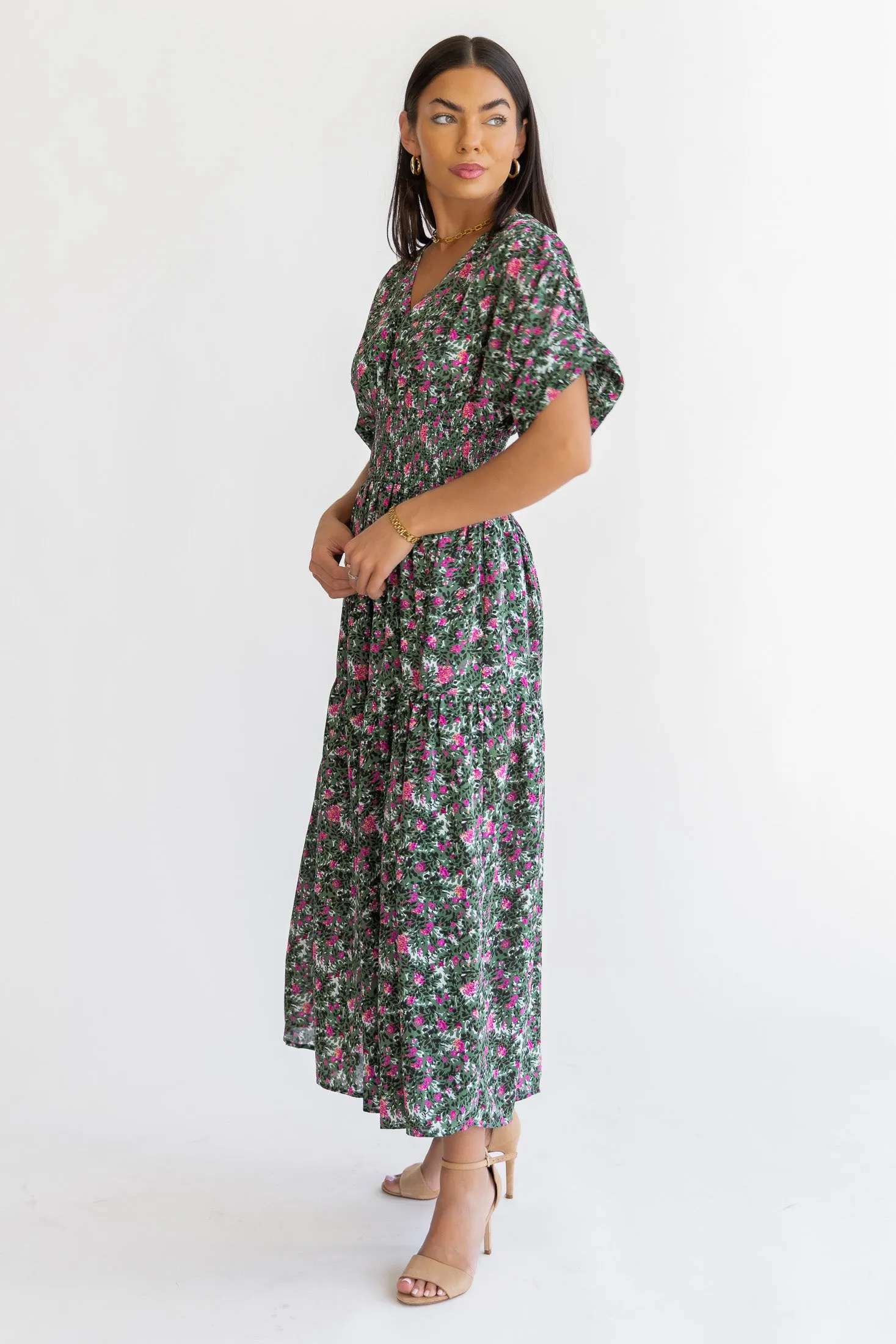 Daria Green Floral Maxi Dress