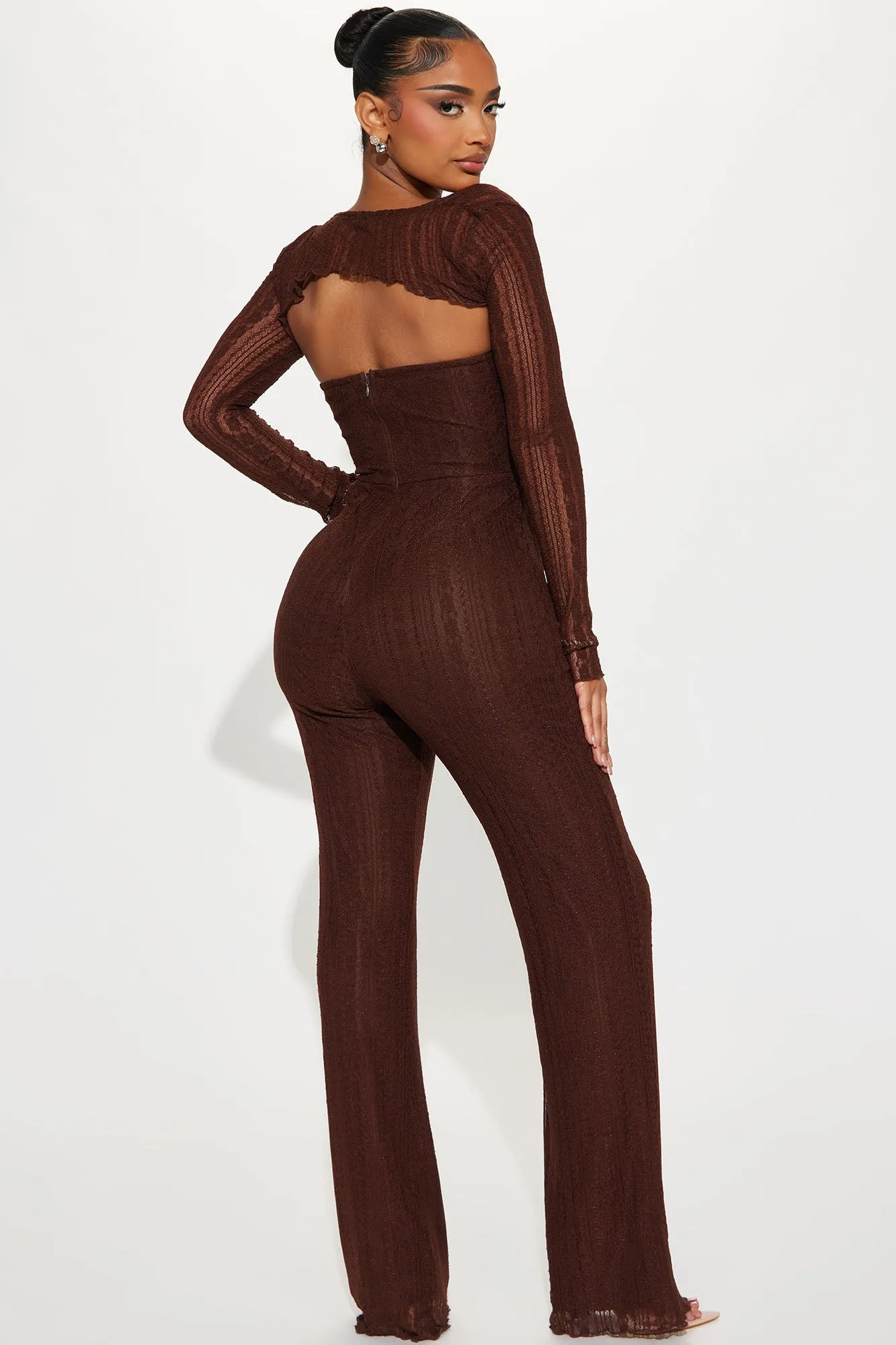 Deja Lace Jumpsuit Set - Chocolate