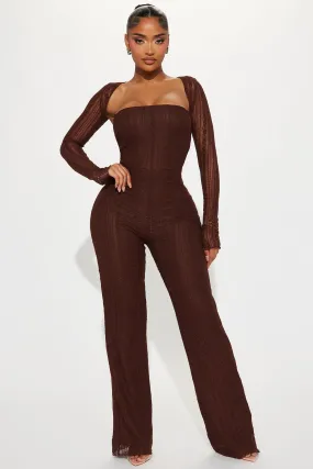 Deja Lace Jumpsuit Set - Chocolate