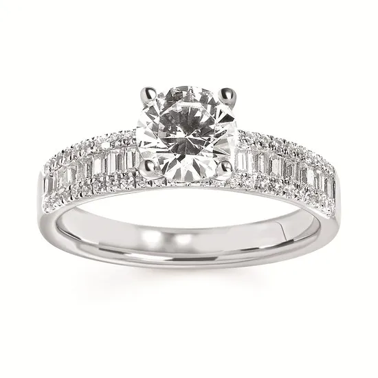 Stunning Handcrafted Solitaire Diamond Engagement Ring in 14k White Gold