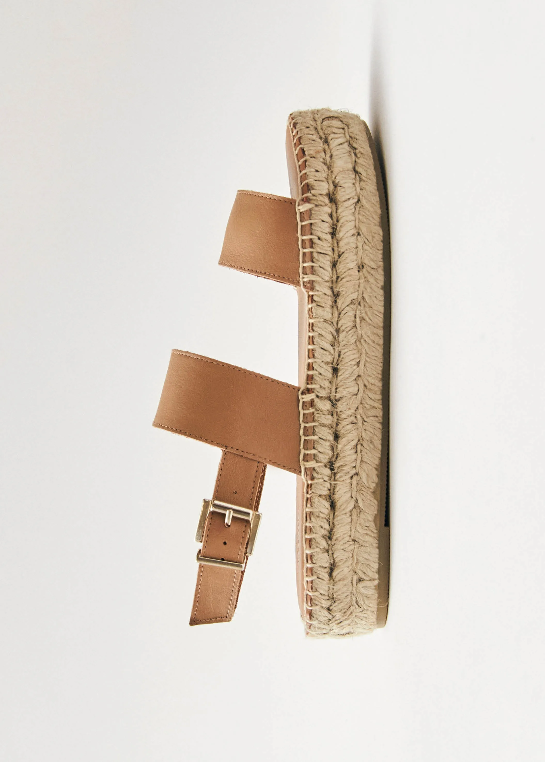 Double Strap Camel Leather Espadrilles