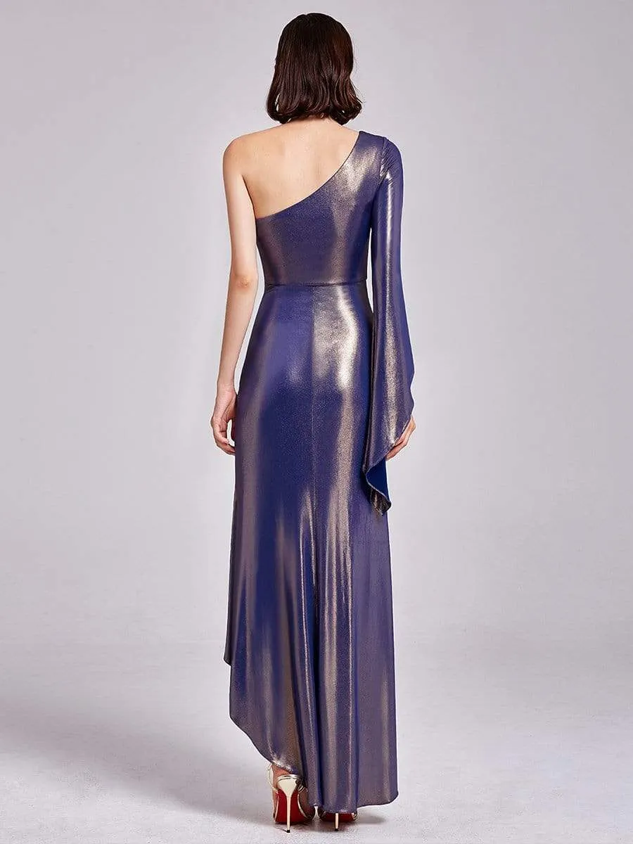 Dramatic One Shoulder Evening Party Dress