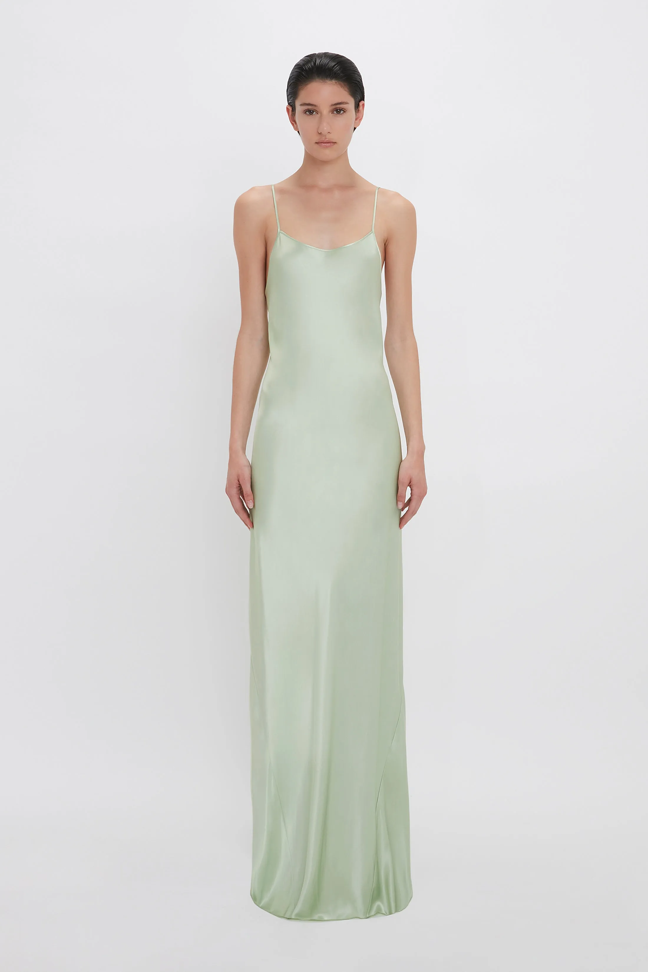 Exclusive Low Back Cami Floor-Length Dress In Jade