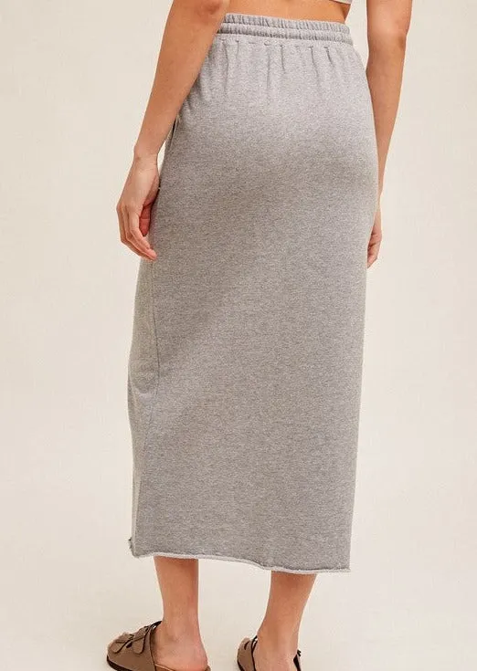 FINAL SALE - Cotton Elastic Waist Midi Skirts - 2 Colors!