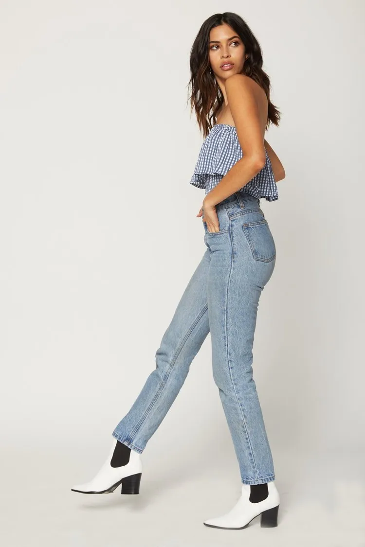 Flynn Skye Fiona Crop Top Gingham Blues