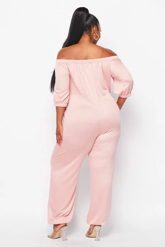 French Terry Off Shoulder Jumpsuit