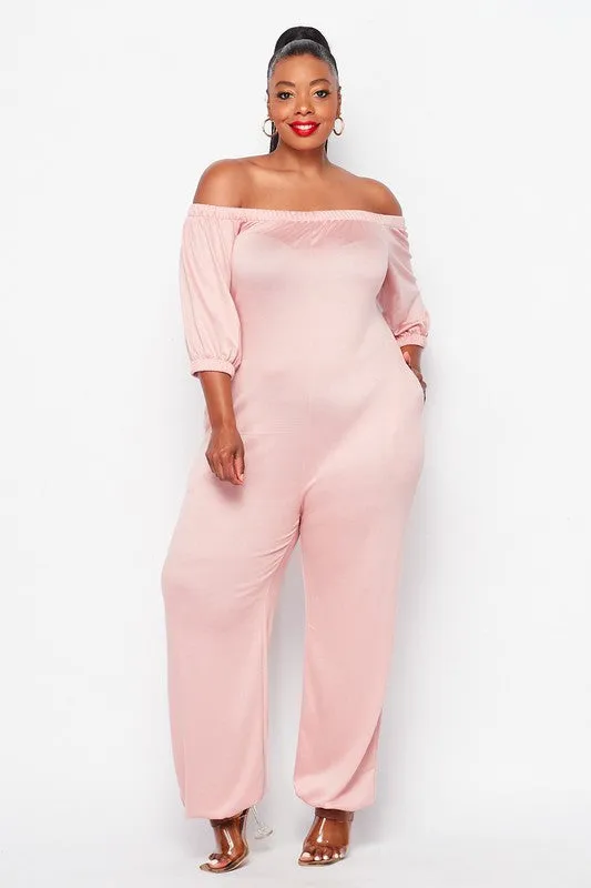 French Terry Off Shoulder Jumpsuit