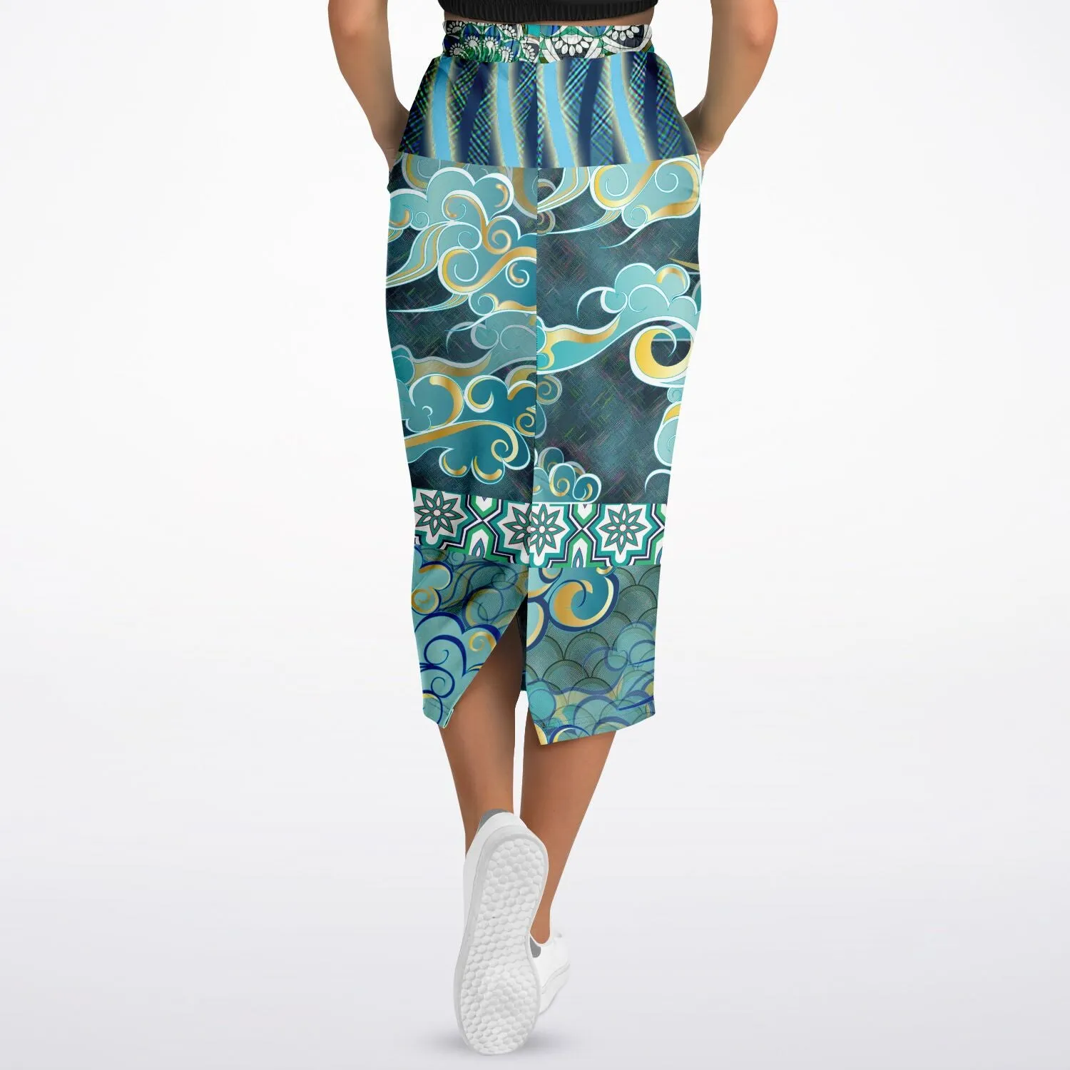 Green Meknes Eco-Poly Long Pocket Skirt