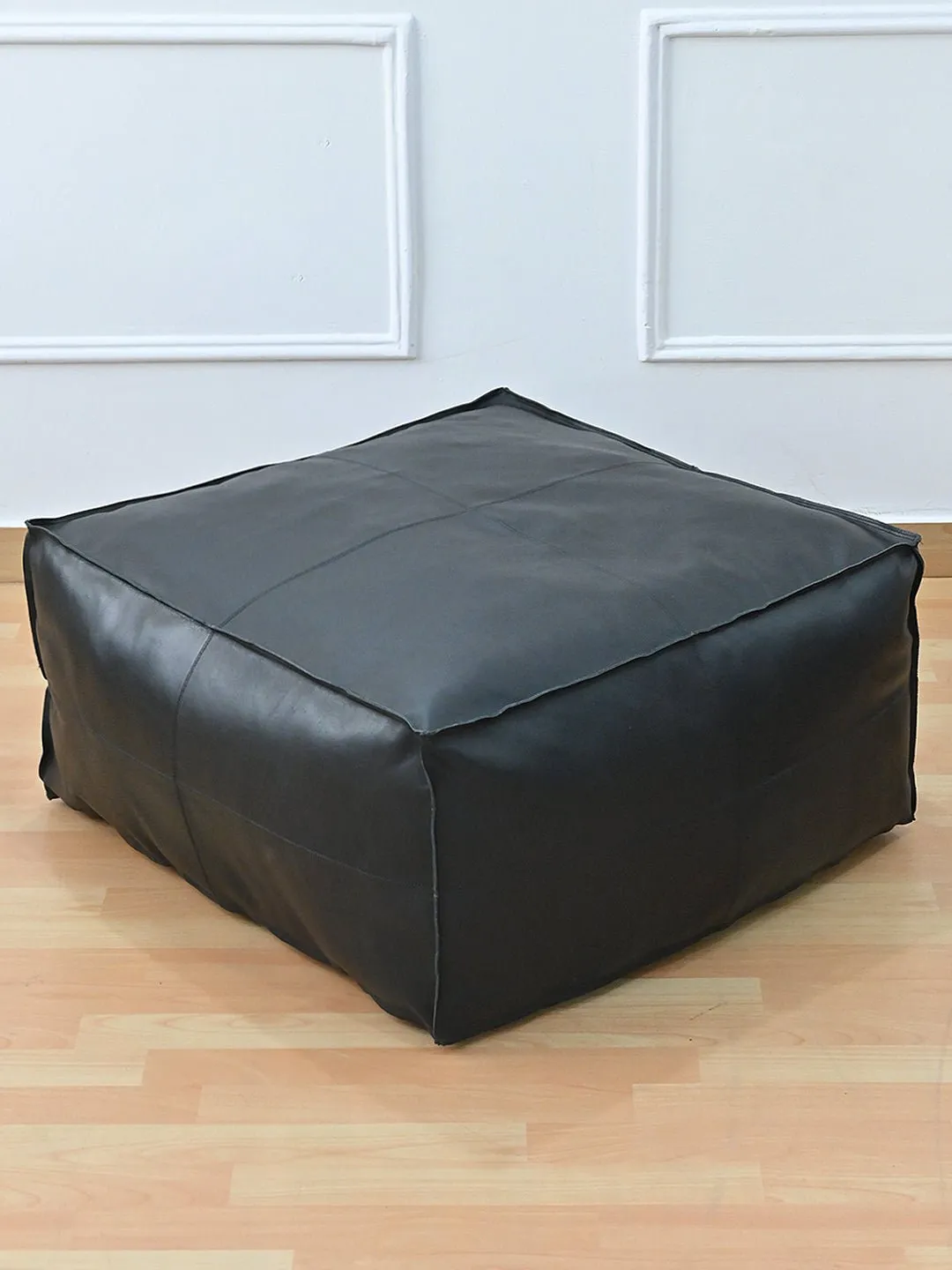 HARPER- CUBICAL  LEATHER POUF