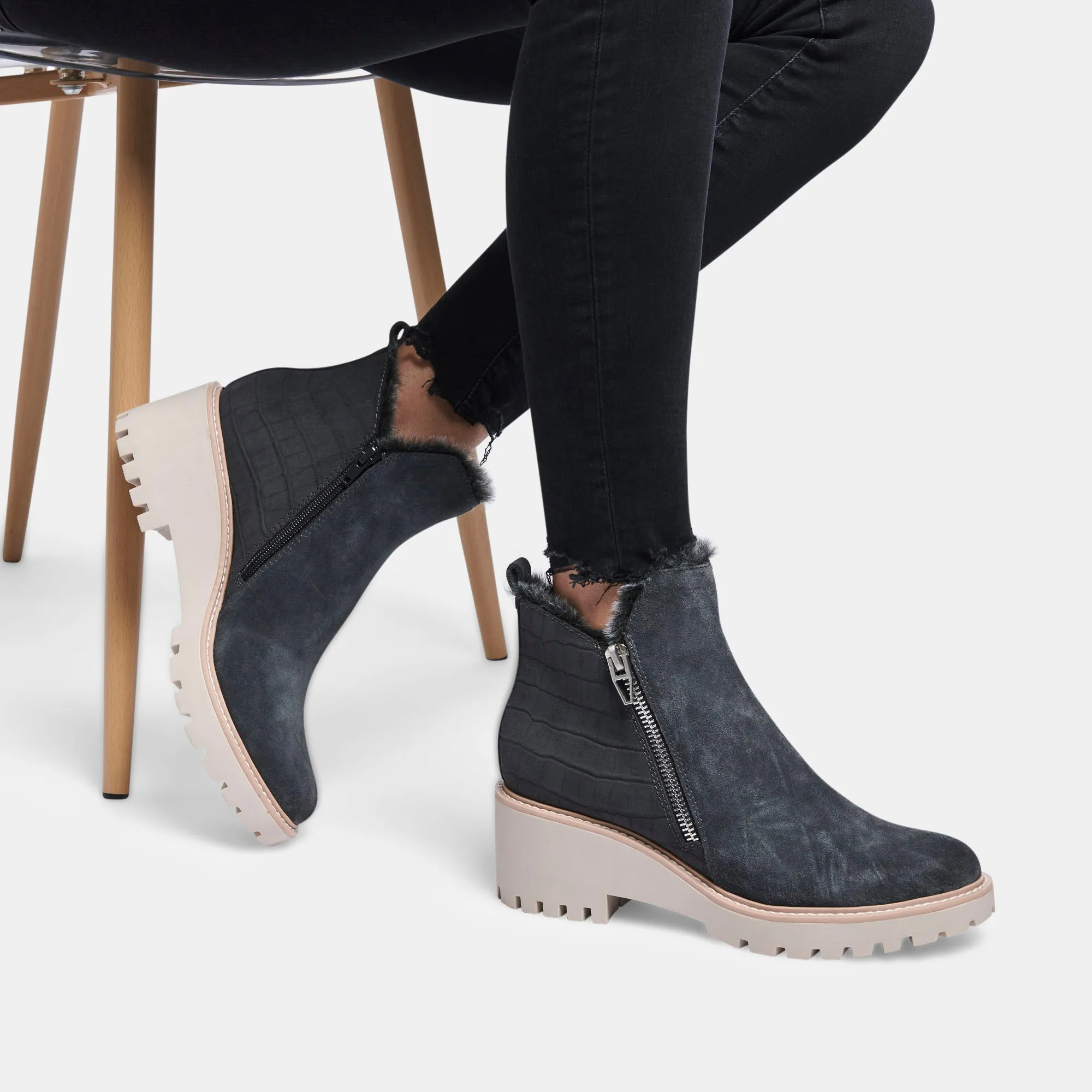 HOLLYN BOOTIES ANTHRACITE SUEDE - re:vita