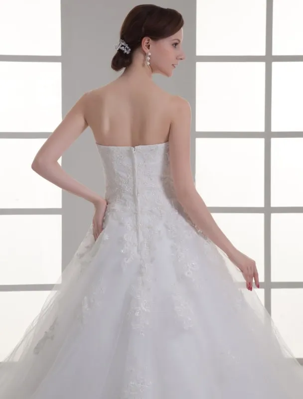 Ivory Sweetheart Neck Strapless Beading Net Wedding Dress