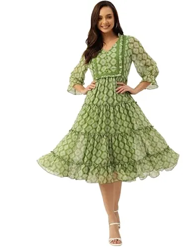 J B Fashion Dresses for Women || Western Dresses for Women || Dress for Women || Dresses (689-690) (XL, Green)