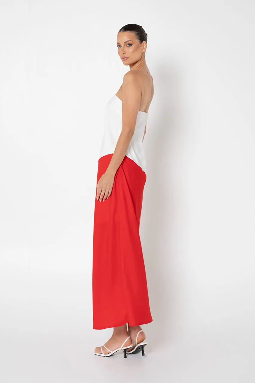 Joanna Maxi Dress | White & Red