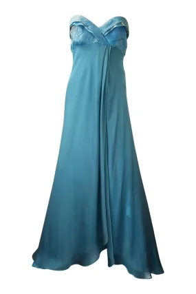 KAREN SERKEL Blue Strapless Shimmering Gown (S)