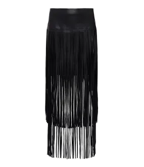 Karolina Fringe Skirt in Black