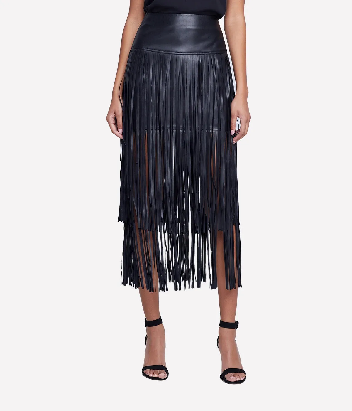 Karolina Fringe Skirt in Black