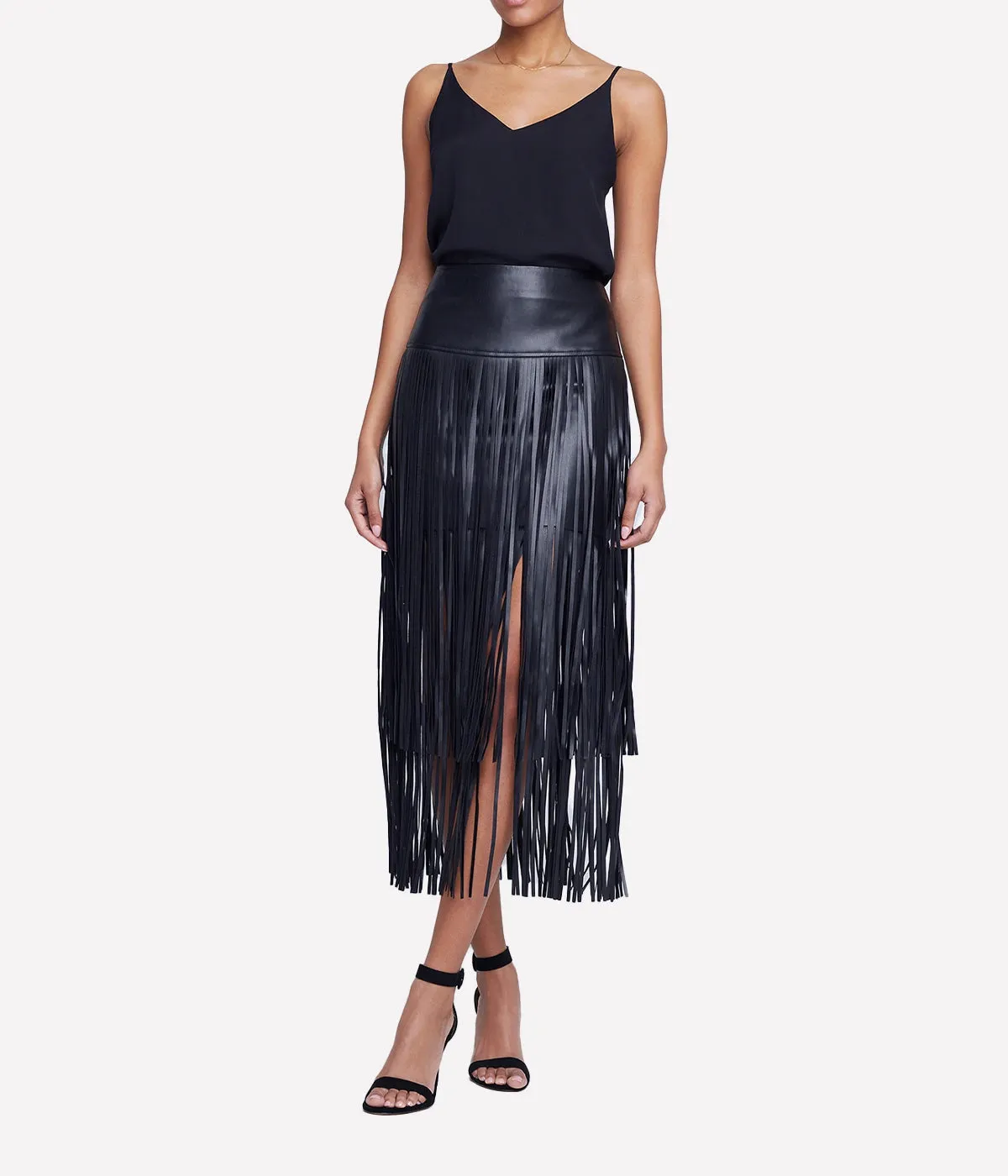 Karolina Fringe Skirt in Black