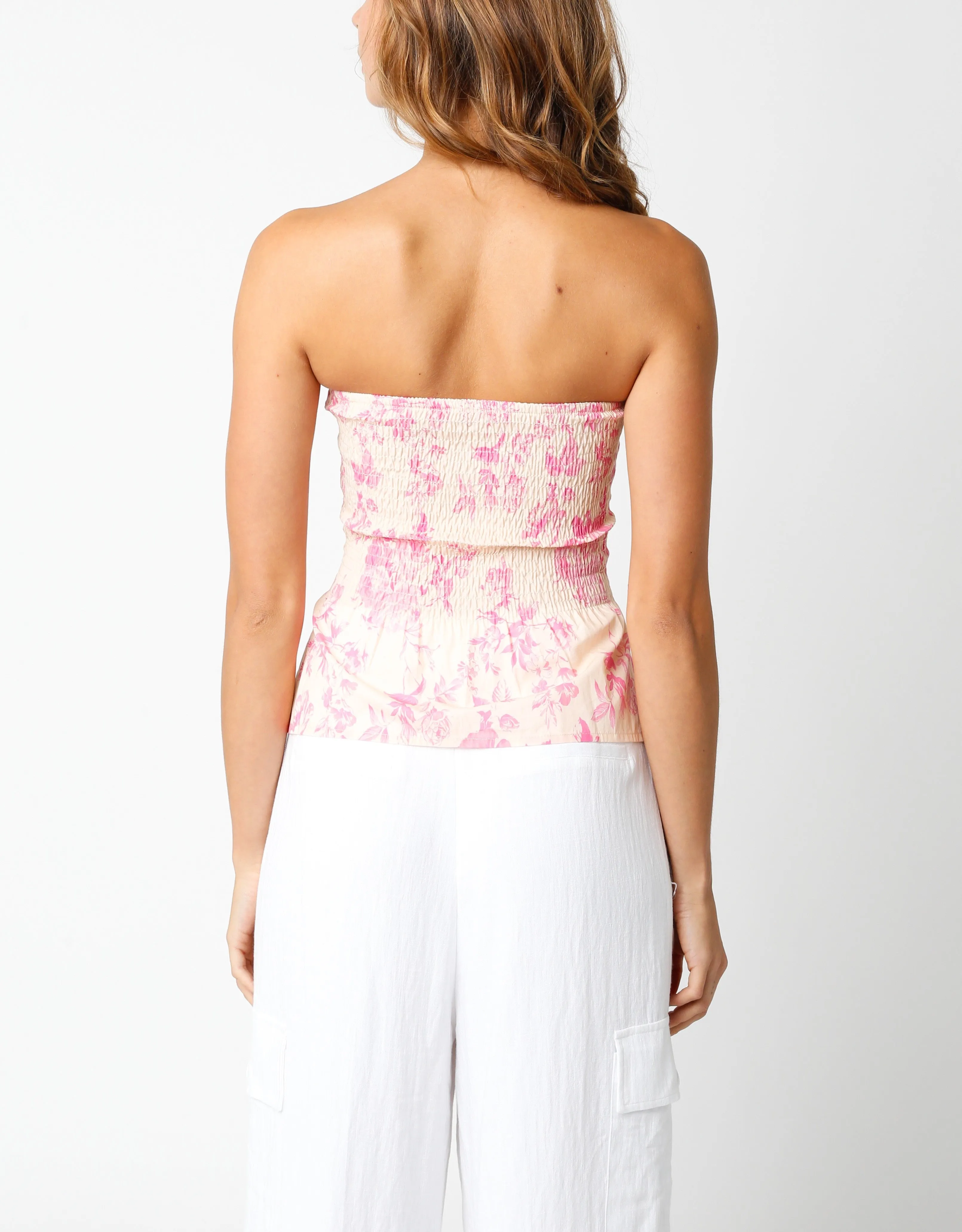 Kate Floral Smocked Strapless Top