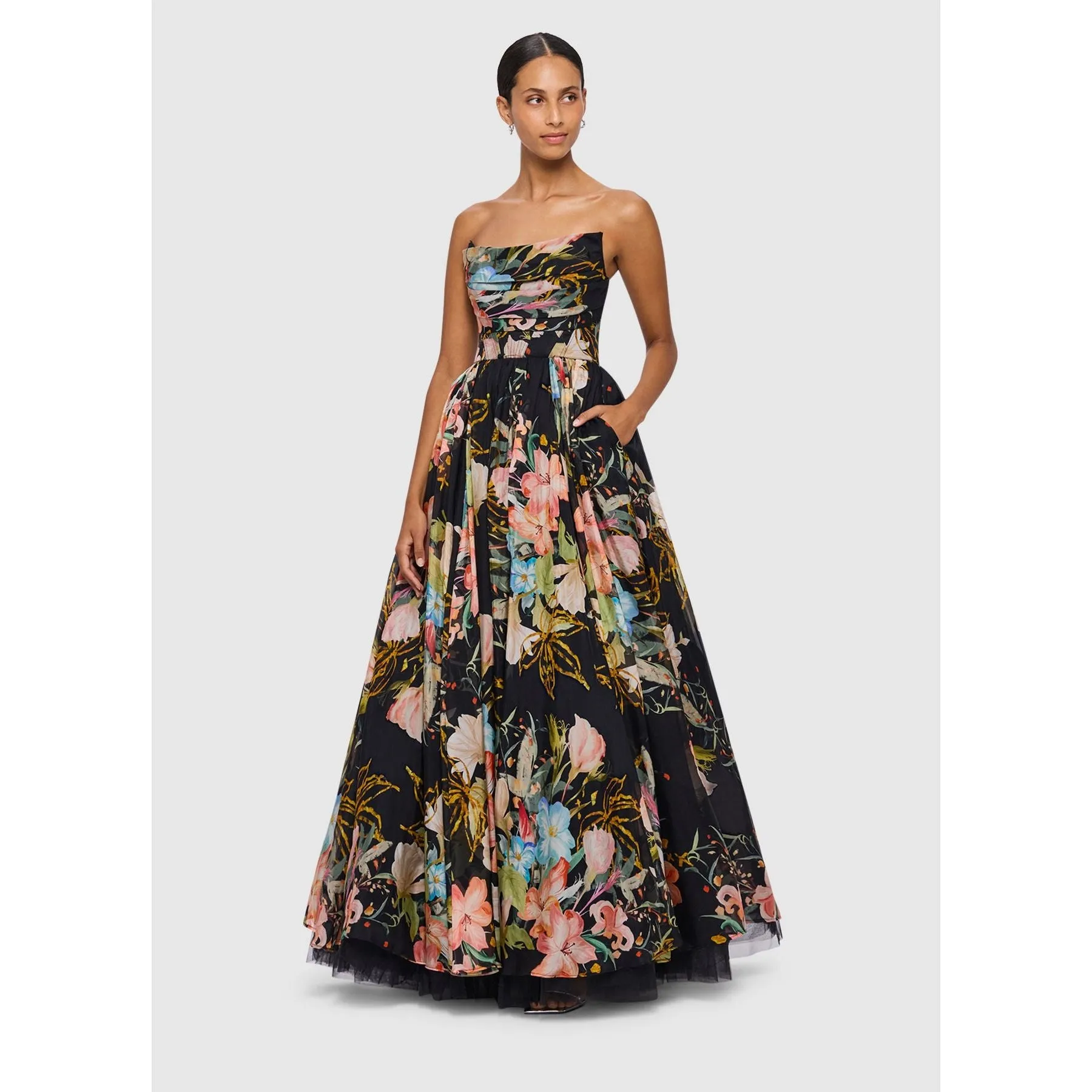 Leo Lin Rania Bustier Gown - Opulent Print in Mystic