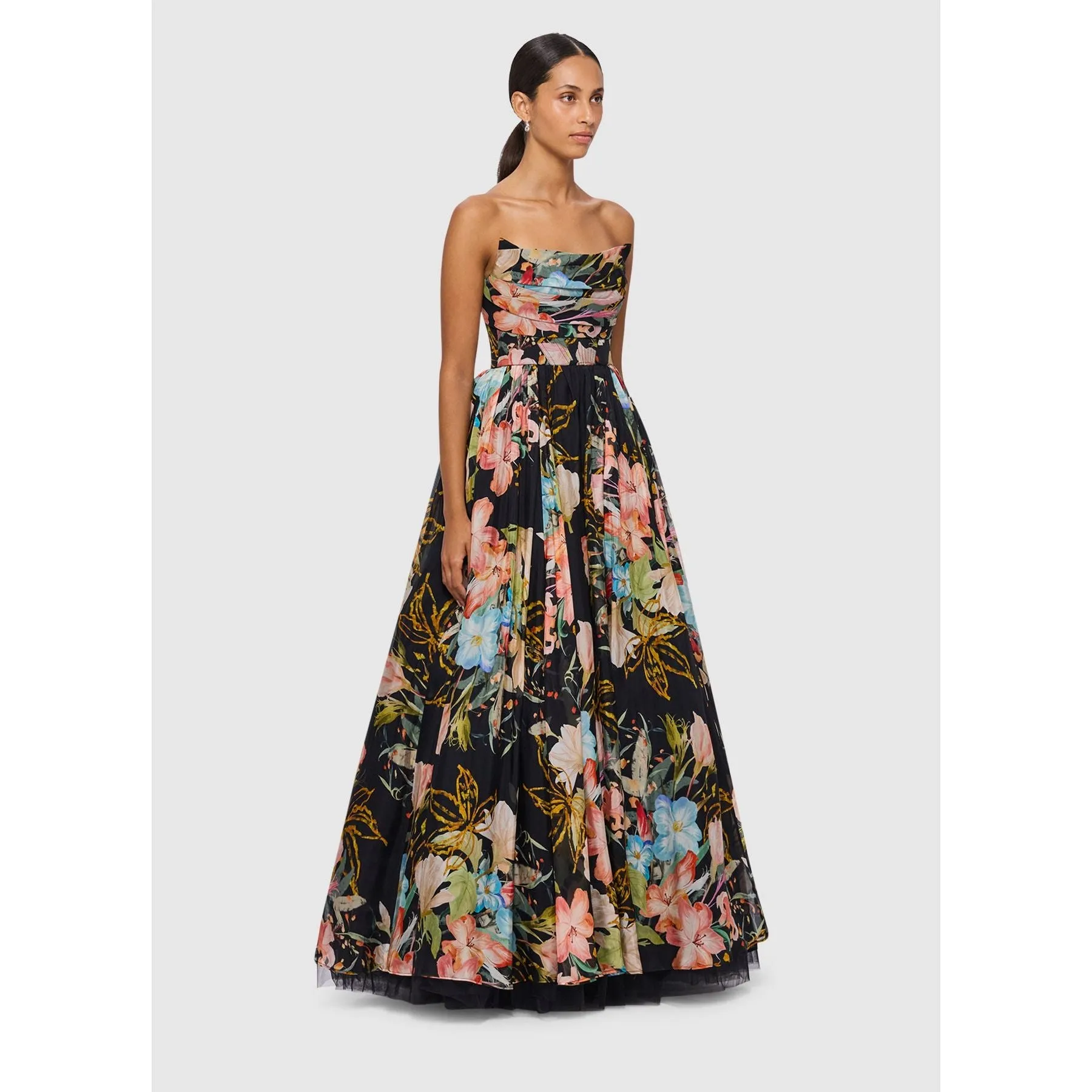 Leo Lin Rania Bustier Gown - Opulent Print in Mystic