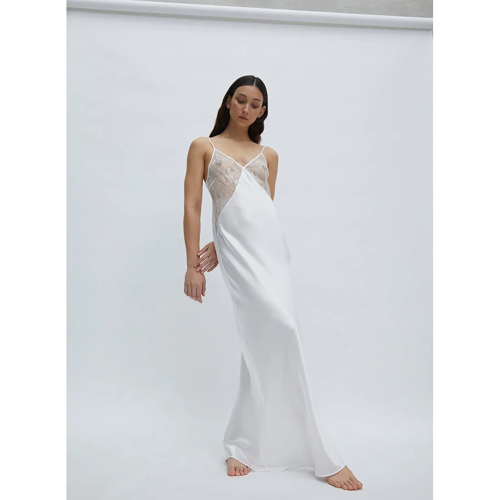 Maison Essentiele Lace 90 It Girl Maxi Slip Off White